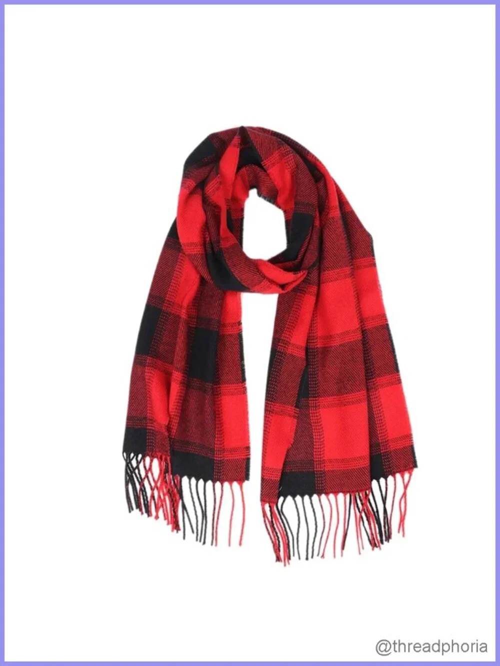 Classic Plaid Winter Scarf Soft Warm Cold Weather Shawl Wrap Tassel